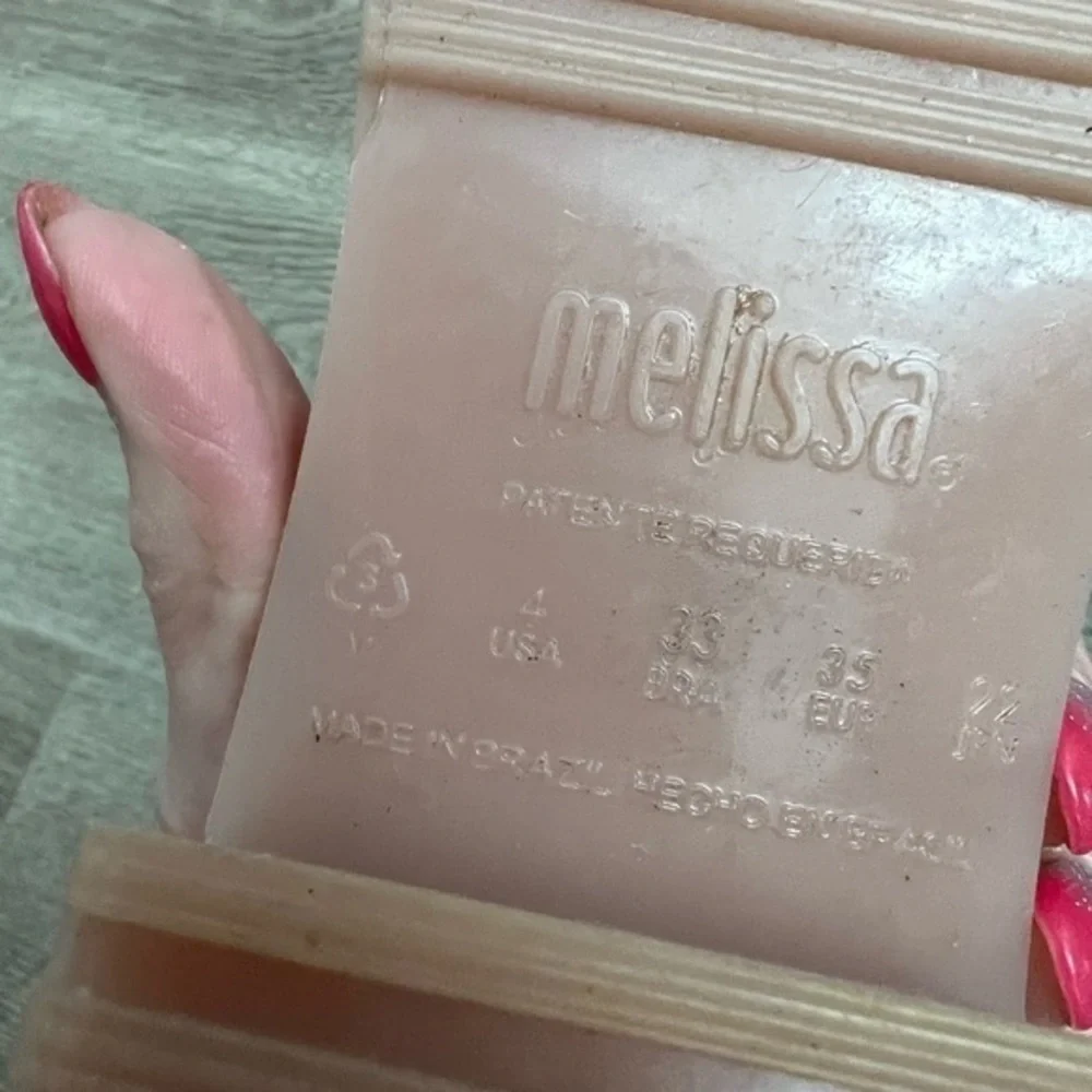 Mel Dreamed by Melissa Blush Gel Sandals with Block Heels